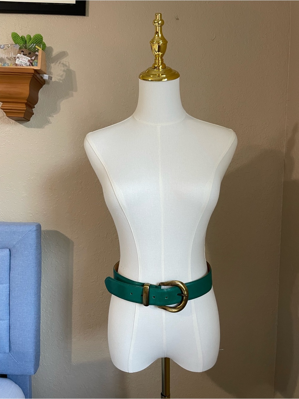 Linda Allard Ellen Tracy Buffalo Calf Leather Size M Green Bronze Buckle Western